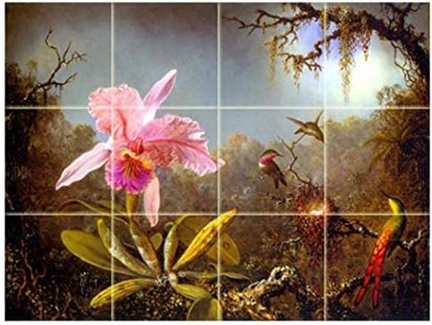 Tile Mural Orchid Hummingbirds Kitchen Bathroom Shower Backsplash Marble Ceramic
