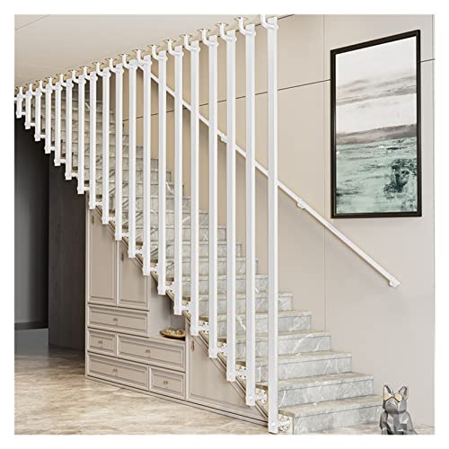 Ceiling Stair Handrails for Indoor Steps - Disassemble Stair Guardrail Duplex Villa Wrought Iron Fence - Staircase Railing for Porch Patio Steps (Color : White, Size : 145cm(4.7ft))