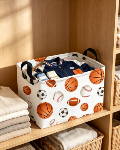 Image of Essme Rectangular Kids Baskets,Ball Storage Box,Cute Basket for Kids with Handles for Room Decor, Book Bins,Shelf Basket.(Ball