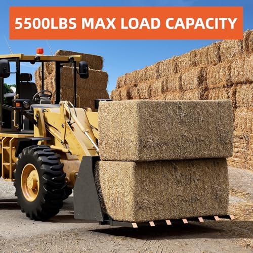 Garvee Clamp on Debris Forks Fit 72" Bucket, 5500 LBS Capacity Heavy Duty 7 Fork Tines Clamp-on Pallet Forks Tractor Bucket Forks for Skid Steer Loader Tractor