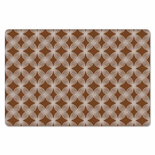 Retro Brown Antifatigue Kitchen Bath Door Mat Cushioned Runner Rug,Washable Welcome Floor Sink Mat,Waterproof & Non-Slip Standing Doormat for Kitchen,Modern Geometric Abstract Floral Art 18