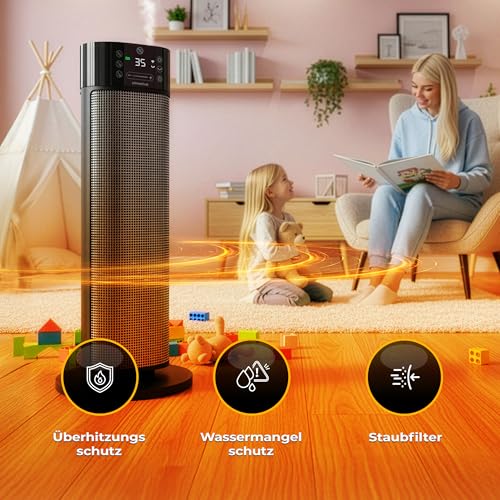 Climative Keramik Heizlüfter mit Befeuchter 2000W Mistiq WiFi 80° Oszillation ECO Modus Timer 24h Elektroheizung Energiesparend Heizung Elektrisch Heizstrahler Indoor, PTC Heizgerät Electric Heater-6
