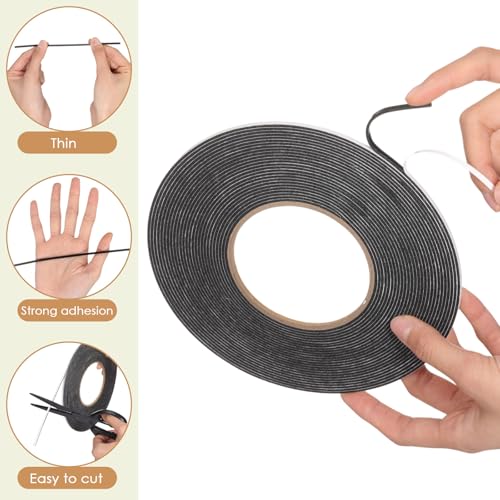 Image of Tatuo 2 Rolls Double Sided Foam Tape PE Foam Tape Sponge Soft Mounting Adhesive for DIY Craft Picture Poster Hanging(1 /8 Inch by 33 Feet,Black)