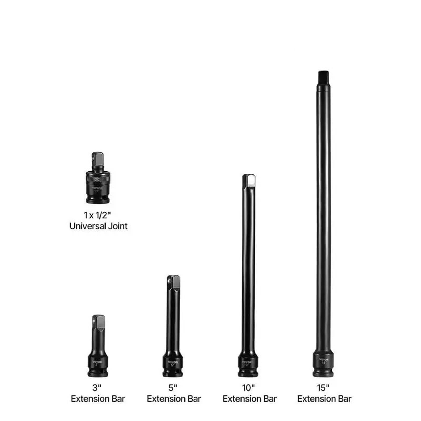 Zestaw nasadek udarowych 1,27 cm, 43-częściowe udarowe, standardowe, 12,7 mm, zestawy 6-kątne Zestaw przedłużek
