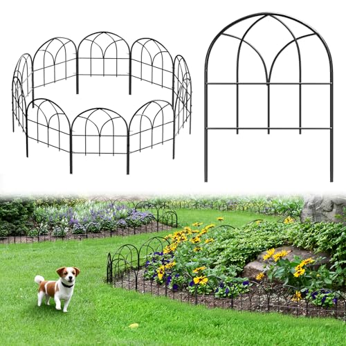 Promitop 10 Pack Arch Garden Fence, 10.5 ft Rustproof No Dig Animal Barrier