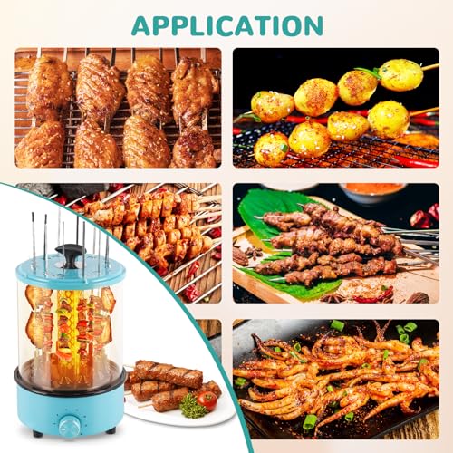 YJINGRUI Elektrischer Drehgrill 360° Drehrung Hähnchengrill mit 12 Saiten Mini Dönergrill mit 30 Minuten Timer Tischgrill für zu Hause 1100 W – Bild 3