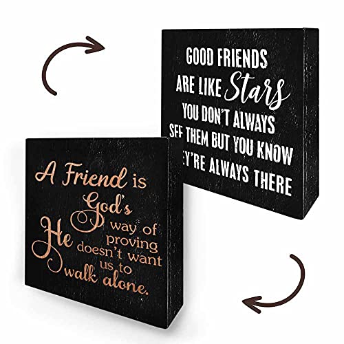 Agantree art Good Friends Friendship Gift Inspirational Box Talk Sign Wood Block Plaque Décor