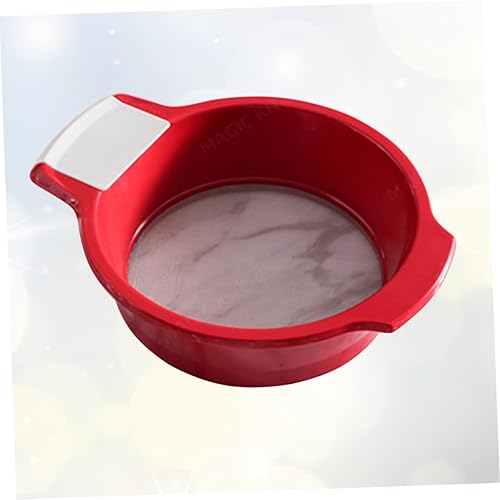 Miniatura 4 de BESTonZON Colador de metal para repostería, harina de malla de malla de acero inoxidable, tamiz para hornear, tamiz rojo para hornear, tamiz de