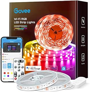 Govee 65.6ft Alexa LED Strip Lights, Smart WiFi RGB Rope Light Works with Alexa Google Assistant, Remote App Control Lighting Kit, Music Sync Color Changing Lights for Bedroom, Living Room, Kitchen