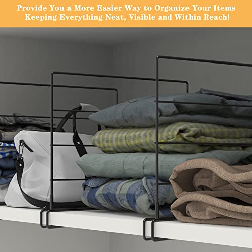 Sunexinlo Shelf Dividers,12 Pcs Black Wire Shelf Wood Closet Organizers And Storage For Bedroom #TOP4