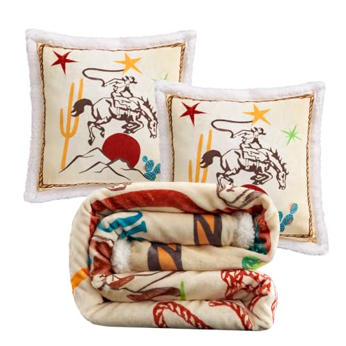 Indigo Hill by HiEnd Accents Retro Rodeo 3 Piece Sherpa Throw Blanket Set