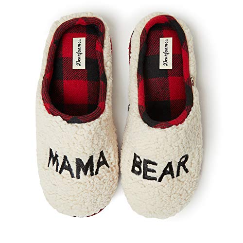 Dearfoams Women's Family Collection Mama Bear Fluffy faux sherpa Clog Slipper, Large