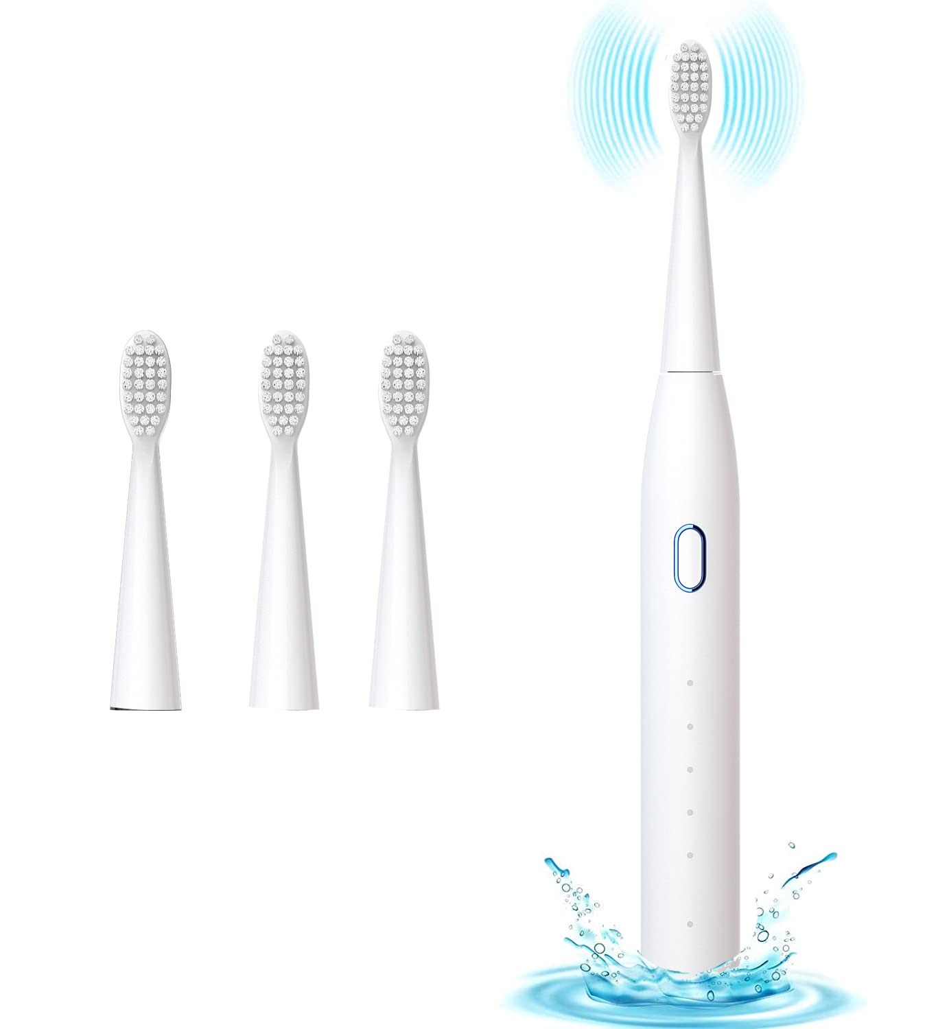 US1984 Sonic Electric Toothbrush for Adults with 5 Brushing Modes, 4 Replaceable Brush Heads & Rechargeable with 4 Hours Charge Lasting up to 30 Days, Power Toothbrush (White)