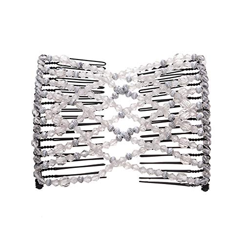 Lovef 4Pcs Fashion Magic Beads Elasticity Double Hair Comb Clip Stretchy Hair Combs Clips #TOP2