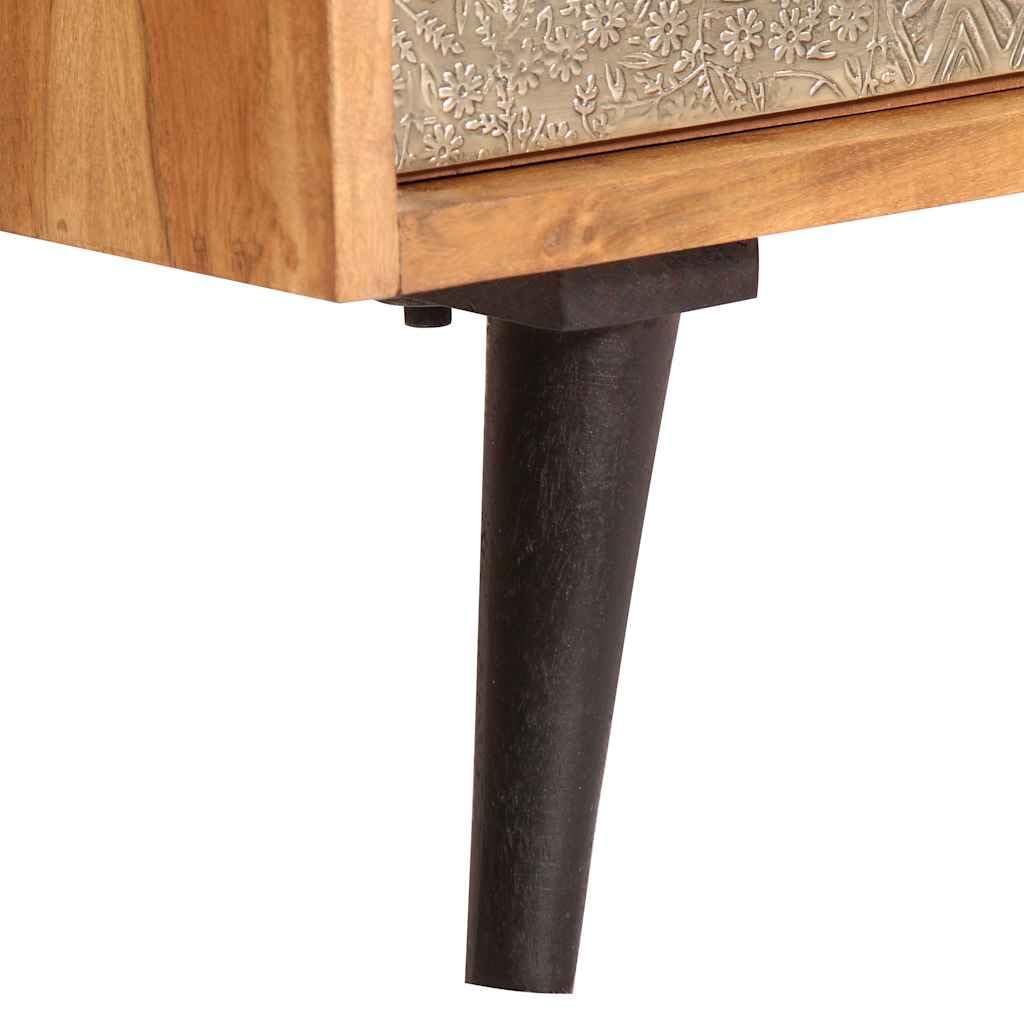 Buffet 80 x 30 x 75 cm en bois d'acacia massif avec 2 portes