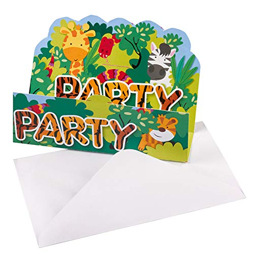 amscan 11012028 9901920 Vrienden Stand-up Uitnodigingskaarten, 8 Pcs, Jungle Party - Image 4