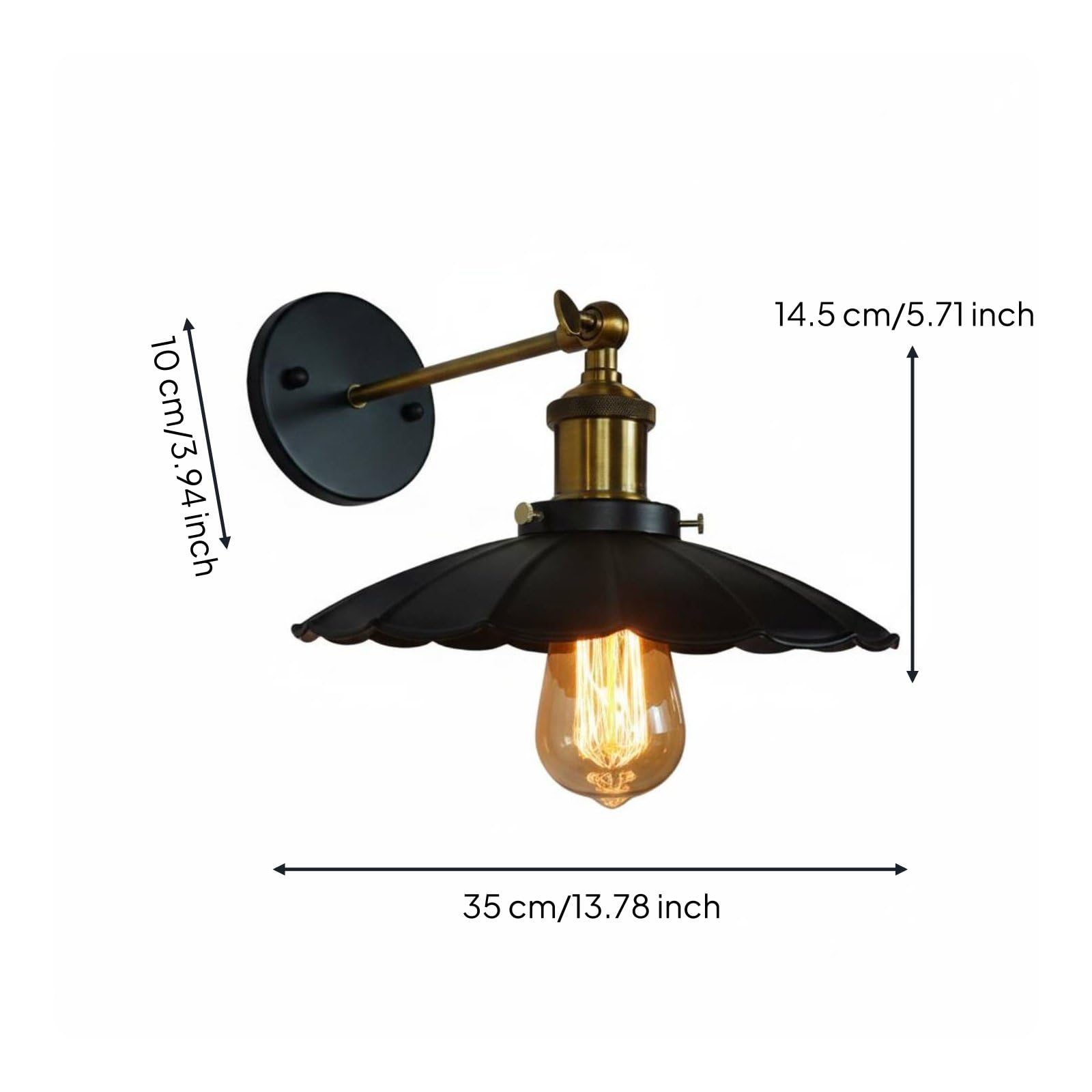 JAZZY PEARLS® Rustic Wall Sconce Wrought Iron Fixture Adjustable