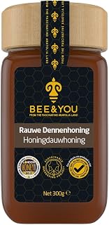 BEE and YOU Pine Raw Honey, Honeydew Honey, Wild-crafted, 100% Natural, Unprocessed, Enzymes, Antioxidants, Manuka Honey Alternative, Paleo, Gluten-Free (10.6 oz)