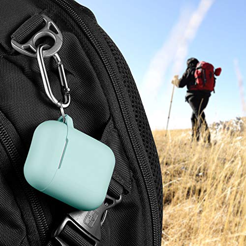 Image of AirPods Case Cover with Keychain, Full Protective Silicone AirPods Accessories Skin Cover for Women Girl with Apple AirPods Wireless Charging Case,Front LED Visible-Turquoise