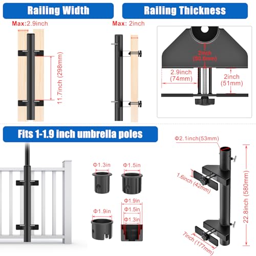 KingDolly No Drilling Deck Umbrella Mount, Umbrella Holder for Deck Railing by KingDolly - Used condition - Image 9