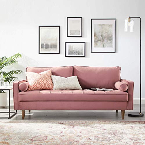 Modway EEI-3764-DUS Valour Performance Velvet Sofa, Dusty Rose