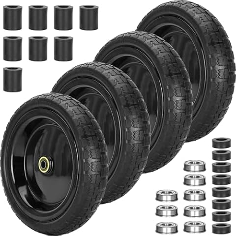 Upgraded 13" Flat Free Garden Cart Wheels Replacement for GOR Garden Cart Tires, 4.00-6 Solid Tires and Wheels with 5/8"Bearings, 13" No Flat Wheels for GOR Garden Carts/Hand Trucks/Garden Carts Cover
