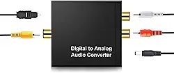 Genérico Conversor De Áudio Digital Para Analógico 24 Bits - Conversor Áudio Conector RCA + Cabo Óptico Digital