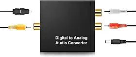 Genérico Conversor De Áudio Digital Para Analógico 24 Bits - Conversor Áudio Conector RCA + Cabo Óptico Digital