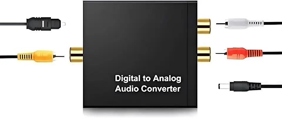 Genérico Conversor De Áudio Digital Para Analógico 24 Bits - Conversor Áudio Conector RCA + Cabo Óptico Digital