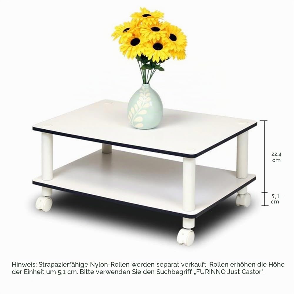 Furinno Just 2-Tier No Tools Fernsehstand, TV-Ständer, Couchtisch, Weiß, 59.9 (Breite) x 22.4 (Höhe) x 39.6 (Tiefe) cm