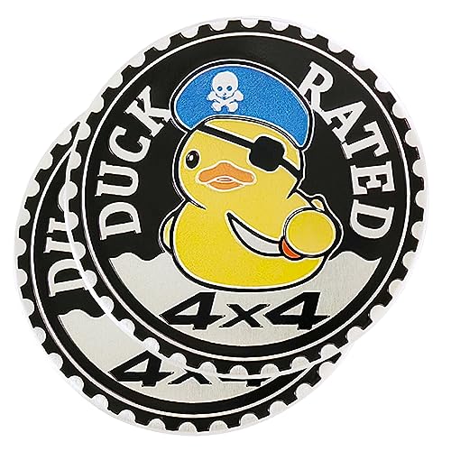 Image of Duck Rated 2 PCS Metal Automotive Badge, 3D Round Car Badges Emblems, Compatible with Jeep Wrangler Vehicles Trucks SUV RV