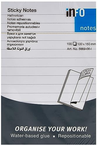 プリントインフォームジャパン info notes ドイツのふせん 【 罫線入り 大判サイズ 】100×150mm (ホワイト)