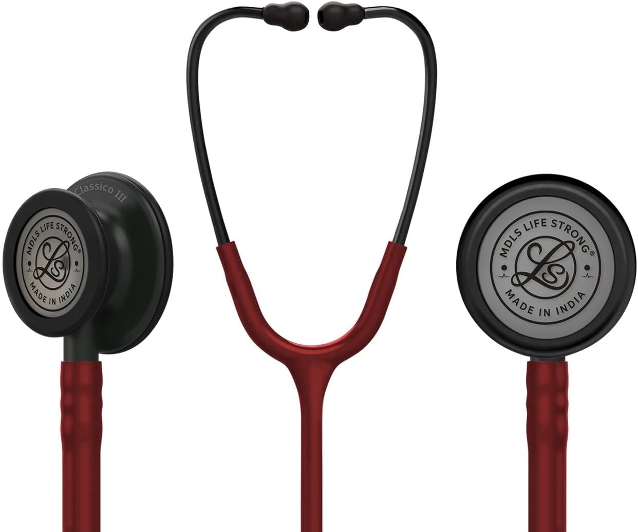 Classico III Zed_Black Light Wait Chest Pies Stethoscope, Stainless Steel Dual-head stethoscope For Nurses/Students/Doctors Acoustic Stethoscope (Burgundy)