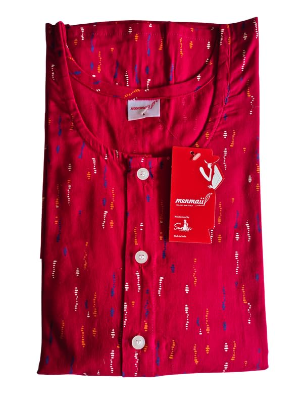 Image of MENMAII Women's [L-4XL] Full Open /Front Buttoned [a Kind of Adaptive Clothing] Multipurpose Nighty for Maternity /Pregnancy /Elderly /Patient /Feeding /Hospital Purpose Nighty Calf Length