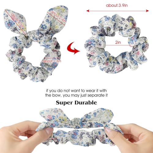 Golilyfine ASH0056 5Pcs Hair Scrunchies For Women,Bunny Ear Scrunchies Hair Ties,Cute Bow Scrunchies thumb #1