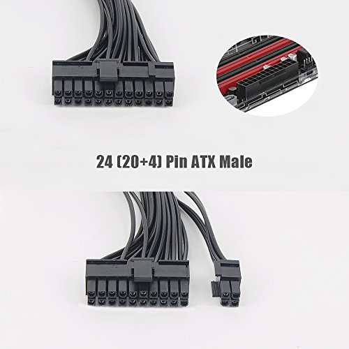 Dual Psu Cable Adapter, Dual Power Supply Extension Cable Splitter Synchronizer 24 Pin To 24(20+4) Pin Male To Female For Computer Atx Motherboard 18Awg/1Ft #TOP4