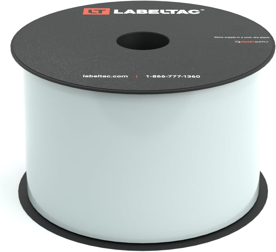LabelTac Indoor/Outdoor Vinyl Label Supply, Industrial Label Tape for LabelTac 4 & Pro X Printers, Durable Facility & Warehouse Label Material - White, 2in x 150ft