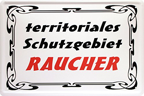 Territoriales protected zone smokers Warning 20 x 30 CM Metal Sign - 1461, standard size