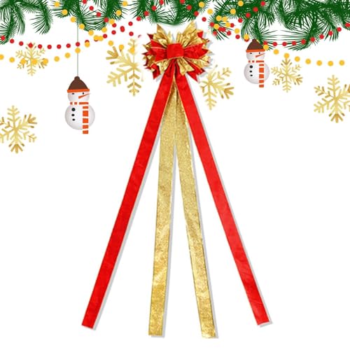 Décoration de sommet d'arbre de Noël grand nœud d'hiver sans affaissement