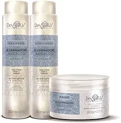 De Sírius Kit Hidratação Iluminador Absoluto Lift Hair | 3 itens | Livre de parabenos, sulfatos e óleos minerais | Para todos os tipos de cabelo, principalmente cabelos opacos e sem brilho