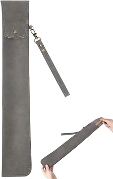 Portable Drum Stick Storage Carrying Case with Detachable Wrist Strap PU Leather Hanging Drumstick Bag Holder Pouch Handbag Rack for Drummer Musician Mallets Brushes PercussionDark Gray