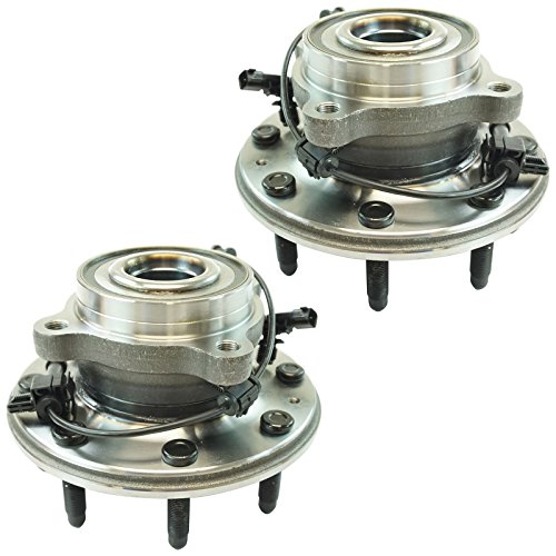 Image of TRQ Front Left and Right Wheel Bearing and Hub Assembly 2 Piece Set 4WD SRW Compatible with 2011-2019 Chevy Silverado /Sierra 2500HD /3500HD 4x4 SRW