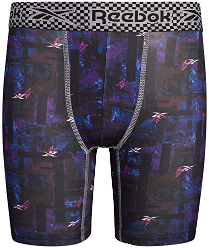 Reebok Boys’ Underwear – Long Leg Performance Boxer Briefs (3 Pack), Size Medium, Black Print/Blue/Black #TOP3