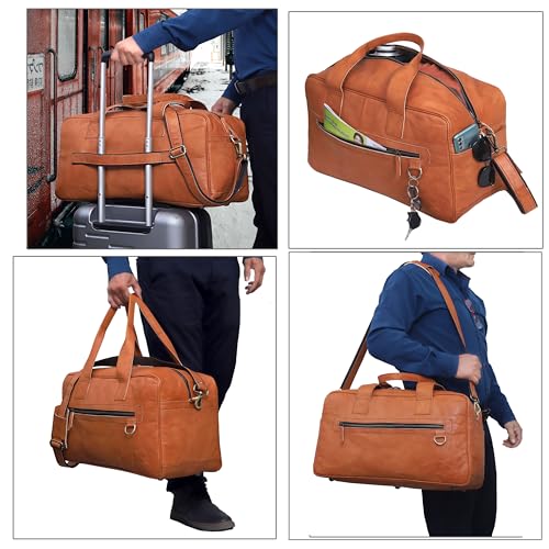 VC VINTAGE COUTURE Vintage Leather Duffle Bag for Travel or the Gym, Overnight Duffel Bag for Men and Women - Brown (VC030)4