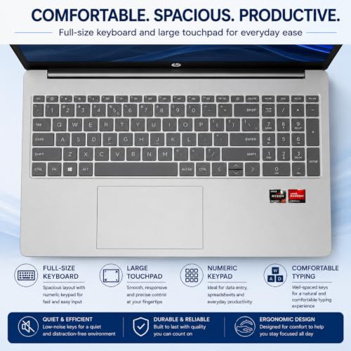 Image of HP 2026 Edition Business Laptop, 15.6 inch FHD IPS Touchscreen, AMD Ryzen 7 7730U 8-Core 16-Thread Processor for Multitasking, 16GB RAM, 256GB SSD, Numeric Keypad, Camera Privacy Shutter, Windows 11