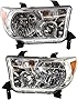 Evan-Fischer Headlight Set Compatible with 2007-2013 Toyota Tundra 2008-2018 Sequoia Left Driver and Right Passenger Side Halogen With bulb(s)
