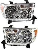 Evan-Fischer Headlight Set Compatible with 2007-2013 Toyota Tundra 2008-2018 Sequoia Left Driver and Right Passenger Side Halogen With bulb(s)