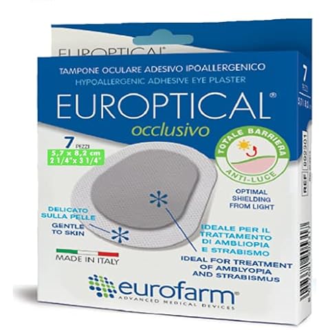 Europtical Occlusivo - 2 ¼ x 3 ¼ in- Non - Woven Sterile Eye Patch Ready to Use – For Strabismus and Prevention and Treatment of Amblyopia (7 Pieces). Cover