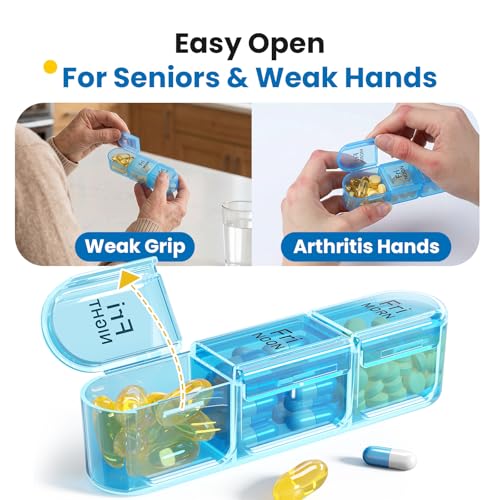 Image of Odaro Pill Organizer 3X a Day, Medicine Pill Organizer 7 Day, Weekly Pill Case with 21 Compartments for Medicine, Vitamin and Supplement, Black