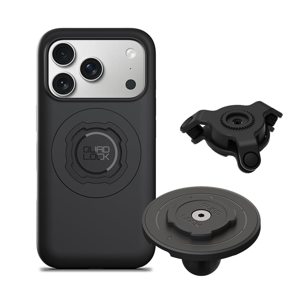 Quad Lock Zestaw uchwytu na telefon z górną nasadką kulową 1" z etui MAG i bezprzewodową głowicą ładującą MAG do iPhone 17 Pro, kompatybilny z ramionami gniazda RAM 1" do samochodu